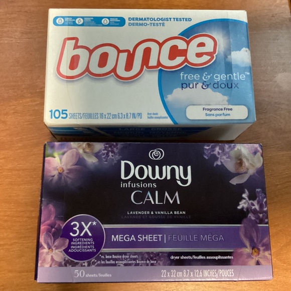 Bounce and Downy Infusions Dryer Sheets 105 sheets and 50 sheets NEW - Picture 2 of 2